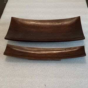 Mango Wood Long Curved Candy Tray 2 Pcs. NOS